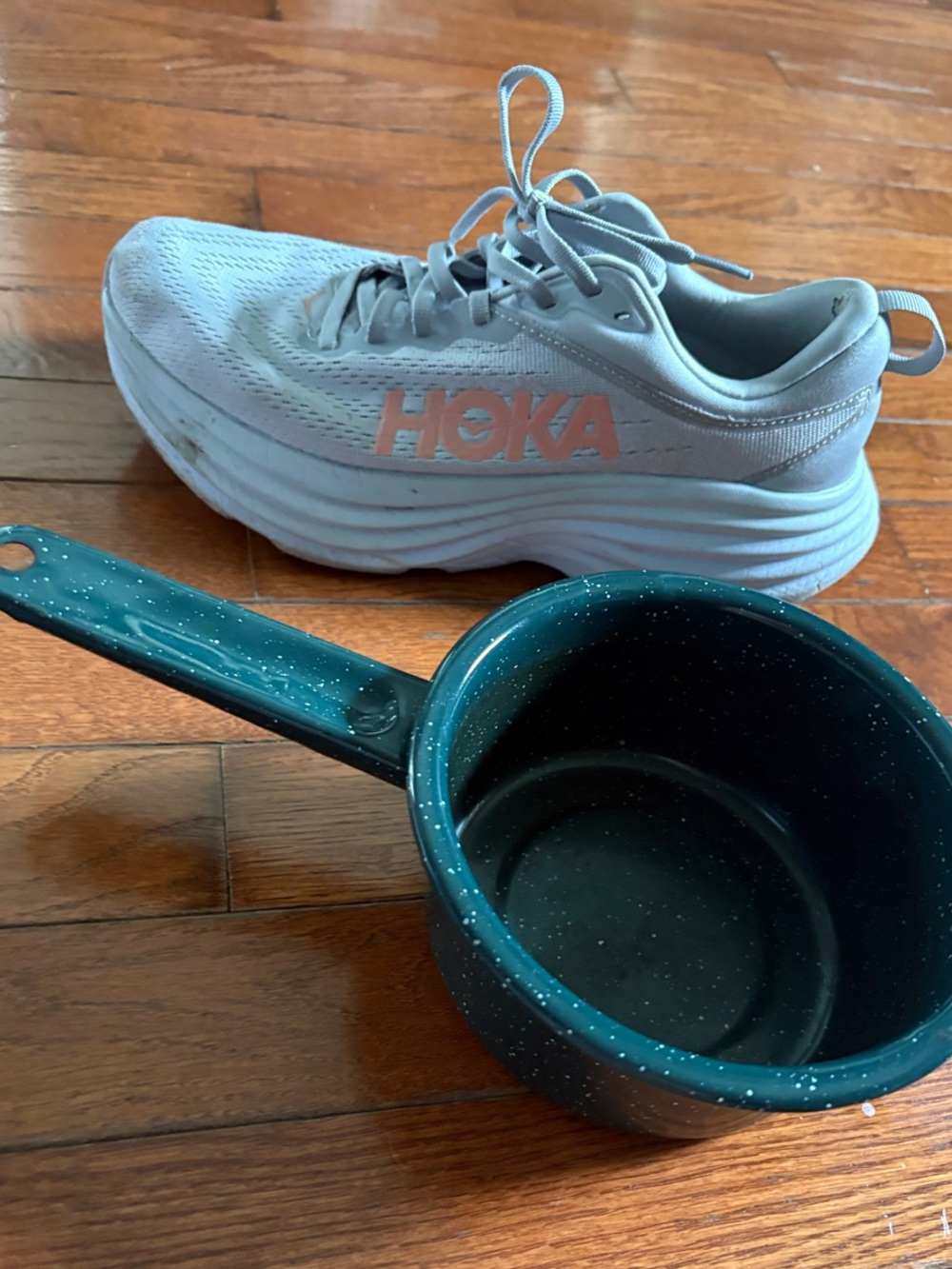 Vintage Green Speckled Enamel Saucepan - Picture 5 of 5